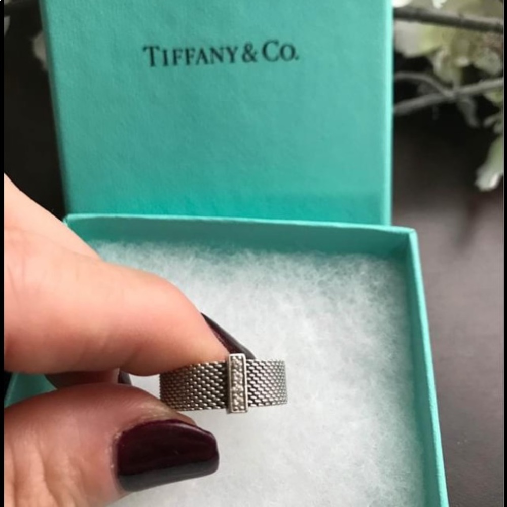 Authentic Tiffany And Co. Diamond Mesh Ring